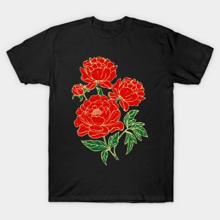 Bright Red Peonies T-Shirt